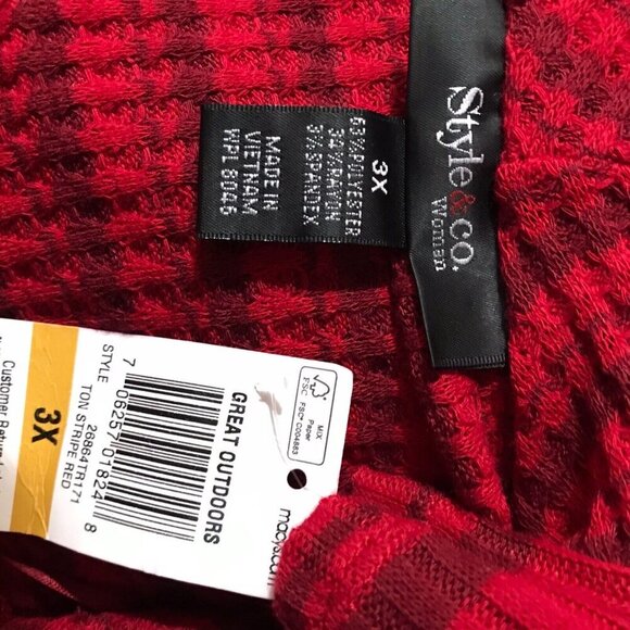 STYLE & CO. Plus Size Cowl Neck Red Thermal Top NWT 3X - Picture 6 of 10